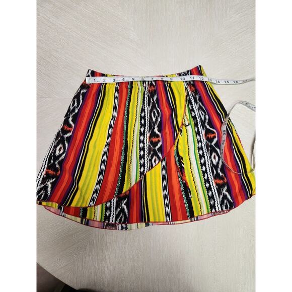 Lucy Rose Mini Faux Wrap A-line Skirt Ethnic Tribal Southwestern Multicolor M - Picture 3 of 6